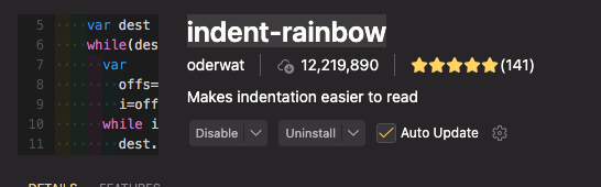 Tillägget indent-rainbow i VS Code