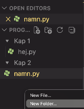 Skapa en ny mapp i Finder på macOS