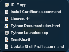 Python-mapp i Applications på macOS
