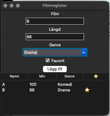 Skiss för övningen Bygg ett filmregister