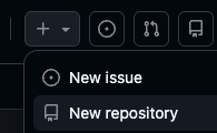 Menyvalet Create new repository på GitHub
