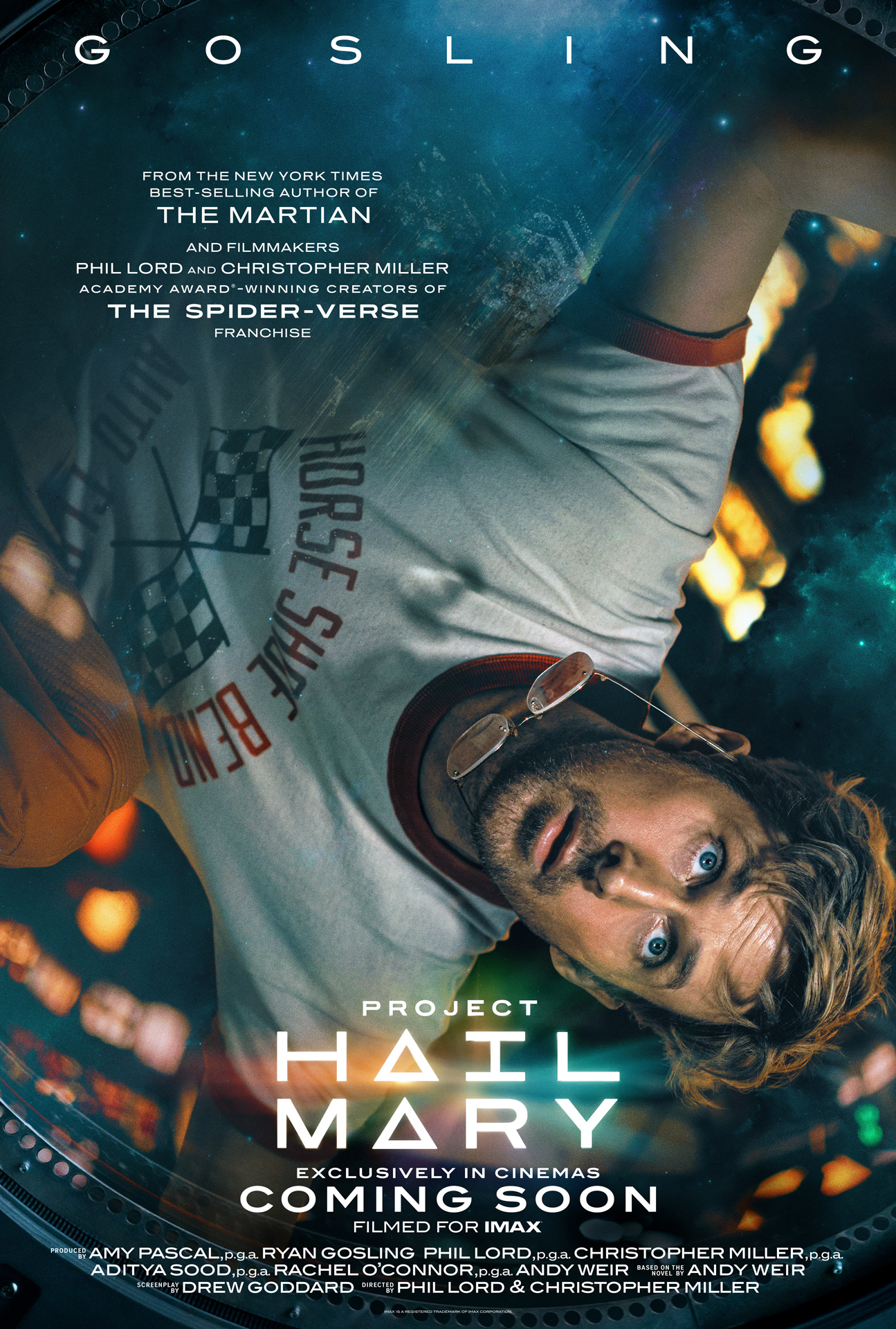 Filmposter för Project Hail Mary med Ryan Gosling i en rymdfarkost
